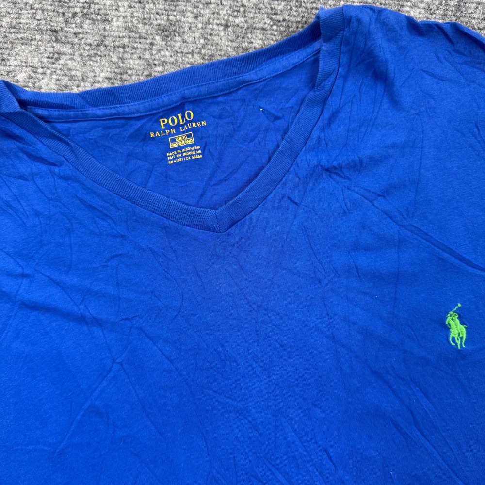 Polo Ralph Lauren T-Shirt 1XB Blue V-Neck Short Sleeve Pony Logo Men's